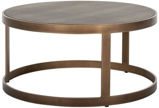 Bloomingville Shagreen Faux Leather Top Round Coffee Table (Set of 2)-Belmont Interiors
