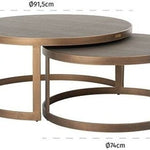 Bloomingville Shagreen Faux Leather Top Round Coffee Table (Set of 2)-Belmont Interiors