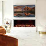 Maison 72 Inch 2025 Panoramic Smart Alexa Media Wall Fire 3 Sided Glass LED WiFi Electric UHD Fireplace