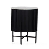 Lucerne Small Cupboard Side Table Black Ribbed Fluted