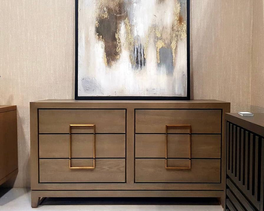 Berkeley Designs Lucca 6 Drawer Chest of Drawers in Walnut With Gold Handles