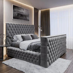 The Logan Upholstered Chesterfield Plush Velvet TV Bed Frame-Esme Furnishings
