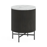 Lucerne Small Cupboard Side Table Black Ribbed Fluted
