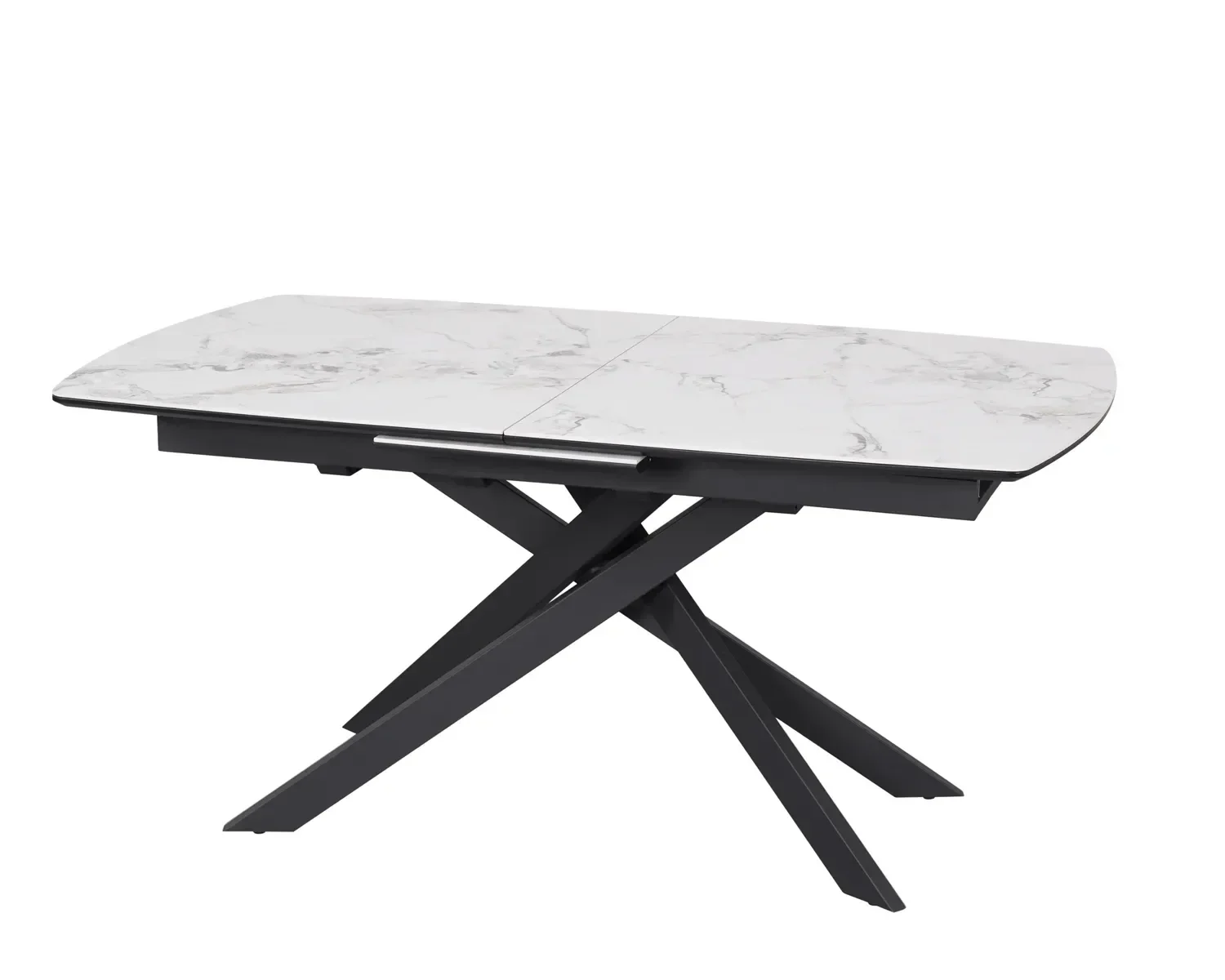 Leona 160-200cm White Ceramic Marble Centre Extending Dining Table