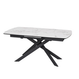 Leona 160-200cm White Ceramic Marble Centre Extending Dining Table