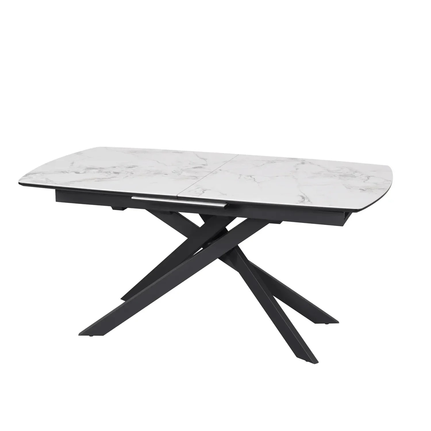 Leona 160-200cm White Ceramic Marble Centre Extending Dining Table
