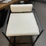 Regent Ivory White Boucle Premium Fabric Bar Stool