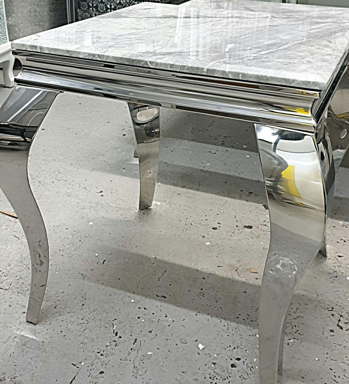 Louis Grey Marble Lamp Table-Esme Furnishings