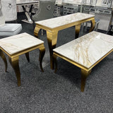 Louis Gold Ceramic Marble Lamp Side Table