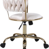 Camilla Luxury Cream & Gold Velvet Salon Office Chair Gold Legs