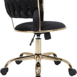 Camilla Luxury Black & Gold Velvet Salon Office Chair Gold Legs