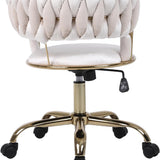 Camilla Luxury Cream & Gold Velvet Salon Office Chair Gold Legs