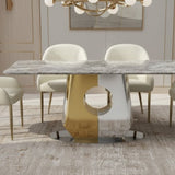 Madrid 200cm Gold Dining Table With Monarch Leather Gold Chairs