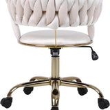 Camilla Luxury Cream & Gold Velvet Salon Office Chair Gold Legs