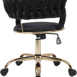 Camilla Luxury Black & Gold Velvet Salon Office Chair Gold Legs