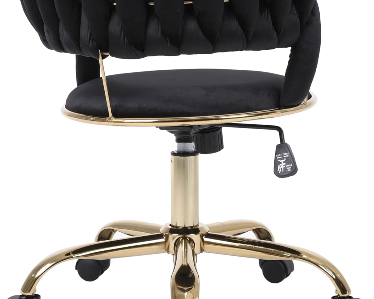 Camilla Luxury Black & Gold Velvet Salon Office Chair Gold Legs