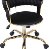 Camilla Luxury Black & Gold Velvet Salon Office Chair Gold Legs