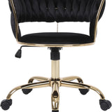 Camilla Luxury Black & Gold Velvet Salon Office Chair Gold Legs