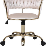 Camilla Luxury Cream & Gold Velvet Salon Office Chair Gold Legs