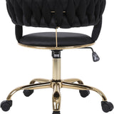 Camilla Luxury Black & Gold Velvet Salon Office Chair Gold Legs