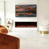 Maison 80 Inch 2025 Panoramic Smart Alexa Media Wall Fire 3 Sided Glass LED WiFi Electric UHD Fireplace