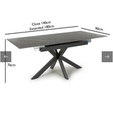 Regent 140-180cm Grey Ceramic Marble Centre Extending Dining Table