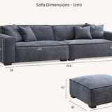 The Dakota Pebble Boucle 4 Seater With Chaise Premium Sofa Pebble Boucle Fabric