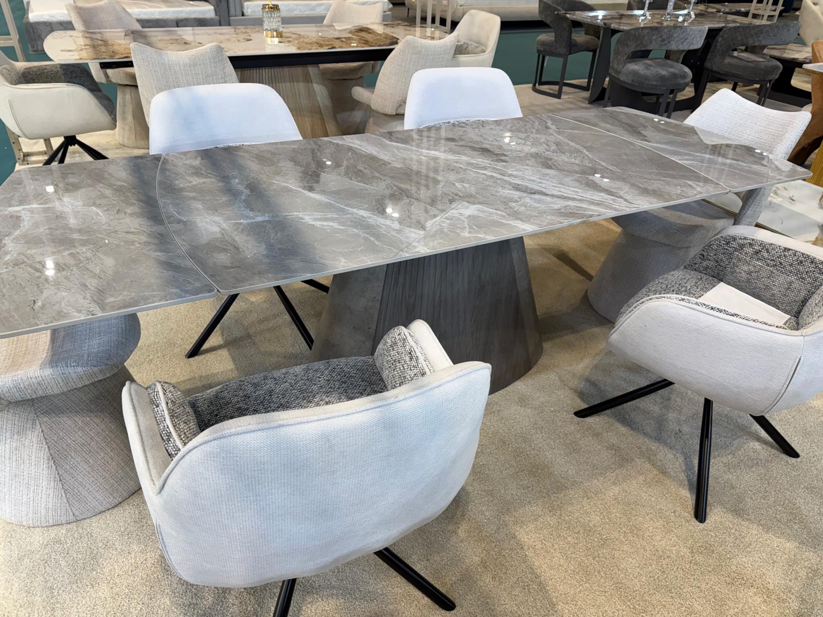 Monaco 160-240cm Grey Ceramic Marble Extending Dining Table