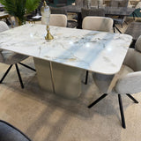 Sydney 160cm Cream/Gold Ceramic Marble Dining Table