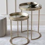 Libra Interiors Vienna Diamond Set of 2 Side Tables - Antique Gold