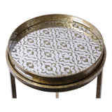 Libra Interiors Vienna Diamond Set of 2 Side Tables - Antique Gold