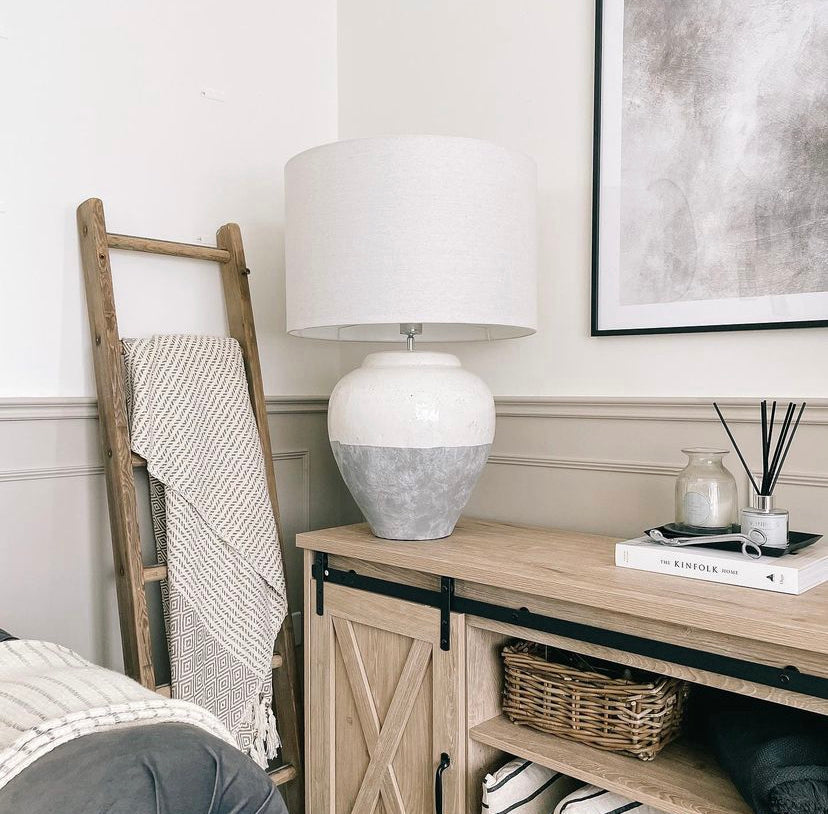 Libra Interiors Skyline Porcelain Large Table Lamp - Grey