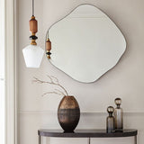 Libra Interiors Organic Metal Framed Wall Mirror - Oak Wood Finish
