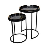 Libra Interiors Vesuvius Set of 2 Side Tables - Black & Gold