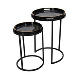 Libra Interiors Vesuvius Set of 2 Side Tables - Black & Gold