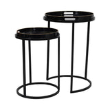 Libra Interiors Vesuvius Set of 2 Side Tables - Black & Gold