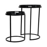 Libra Interiors Swirl Set of 2 Side Tables - Monochrome