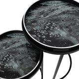 Libra Interiors Swirl Set of 2 Side Tables - Monochrome