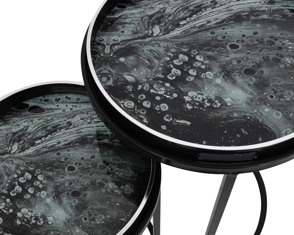 Libra Interiors Swirl Set of 2 Side Tables - Monochrome