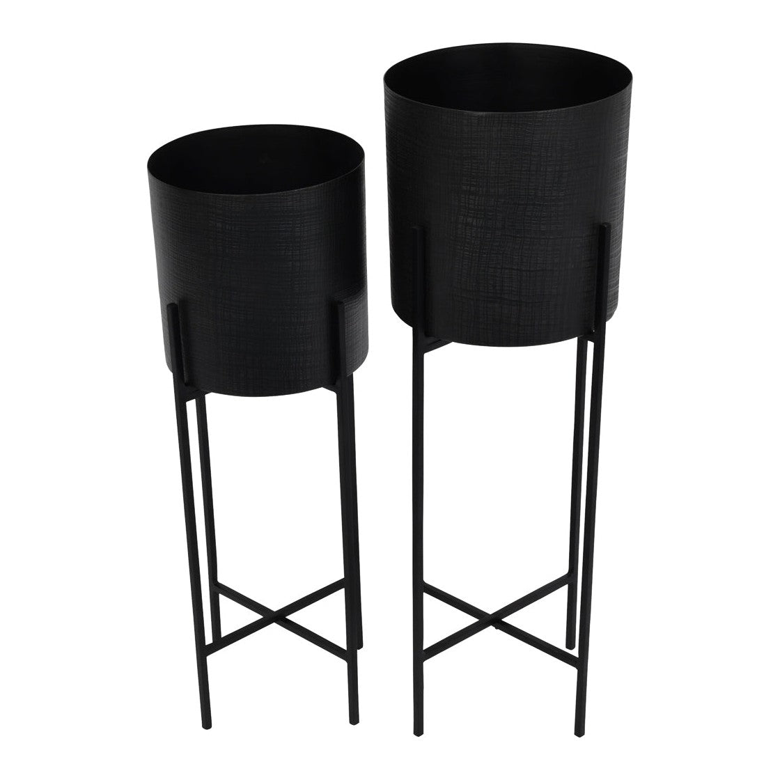 Libra Interiors Clyde Set of 2 Floor Standing Planters - Black