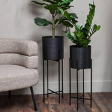 Libra Interiors Clyde Set of 2 Floor Standing Planters - Black