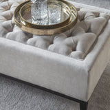 Libra Interiors Theodore Buttoned X-Large Ottoman - Ivory Fabric