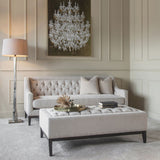 Libra Interiors Theodore Buttoned X-Large Ottoman - Ivory Fabric