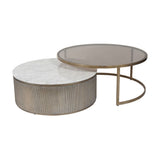Libra Interiors  Belvedere Set of 2 Nesting Round Coffee Tables - Aged Gold