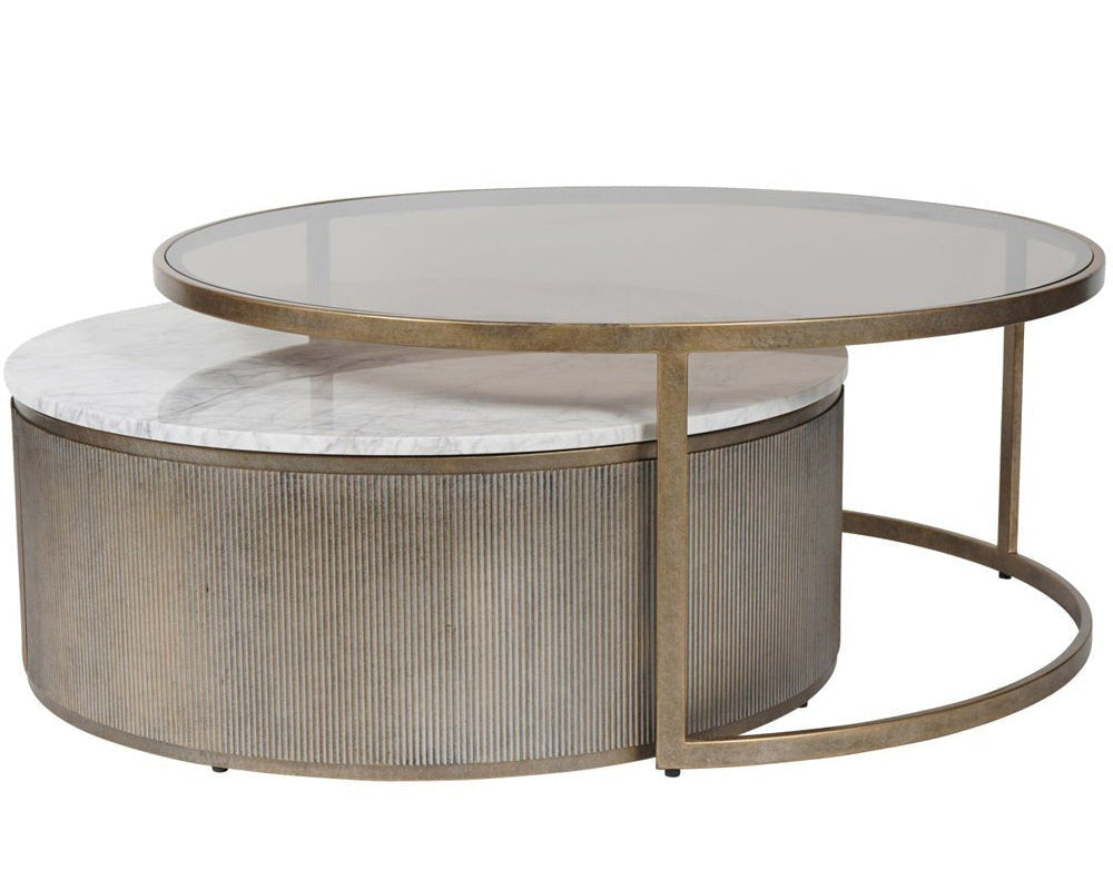 Libra Interiors  Belvedere Set of 2 Nesting Round Coffee Tables - Aged Gold