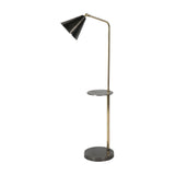 Libra Interiors Amelie Brushed Floor Lamp with Table - Satin Grey & Brass