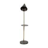 Libra Interiors Amelie Brushed Floor Lamp with Table - Satin Grey & Brass