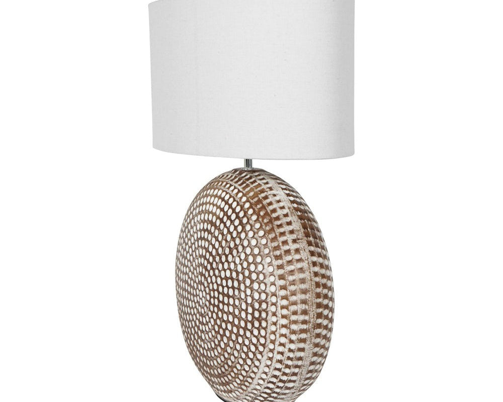 Libra Interiors Chariot Round Ceramic Table Lamp & Ivory Oval Drum Shade
