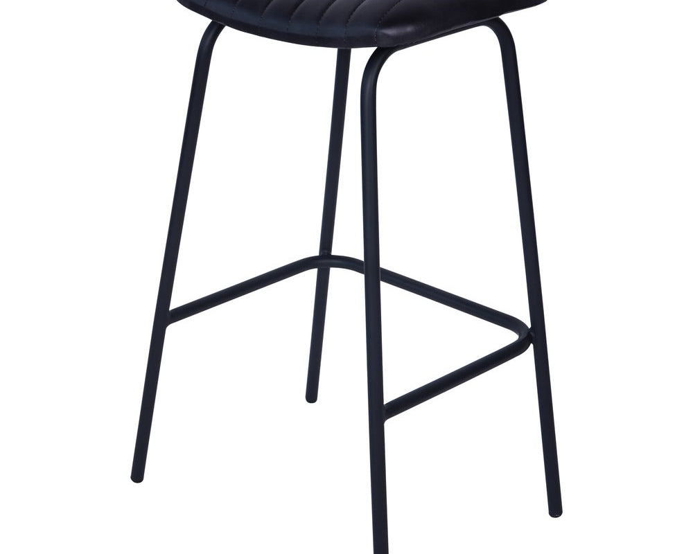 Libra Interiors Pair of Arthur Leather Bar Stools - Charcoal