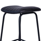 Libra Interiors Pair of Arthur Leather Bar Stools - Charcoal